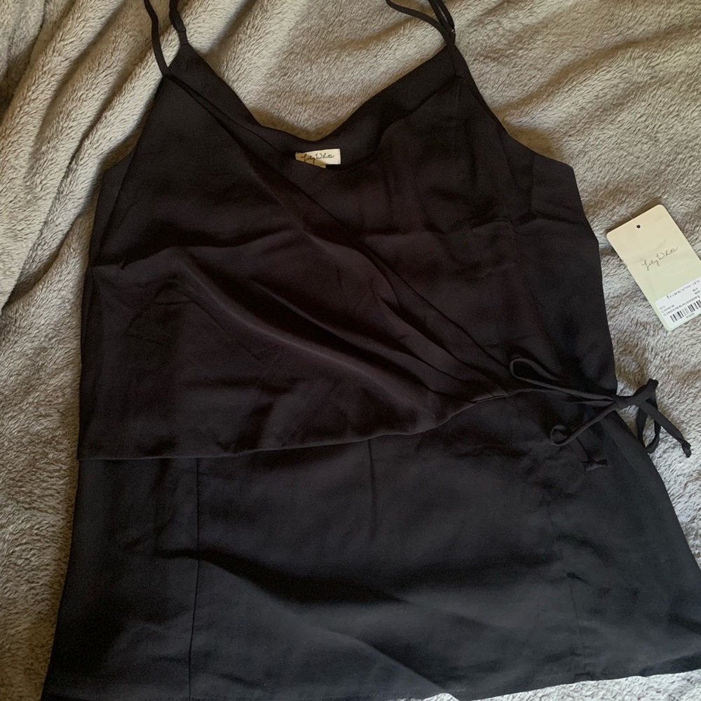Francesca’s Black Chiffon Wrap Tank Top